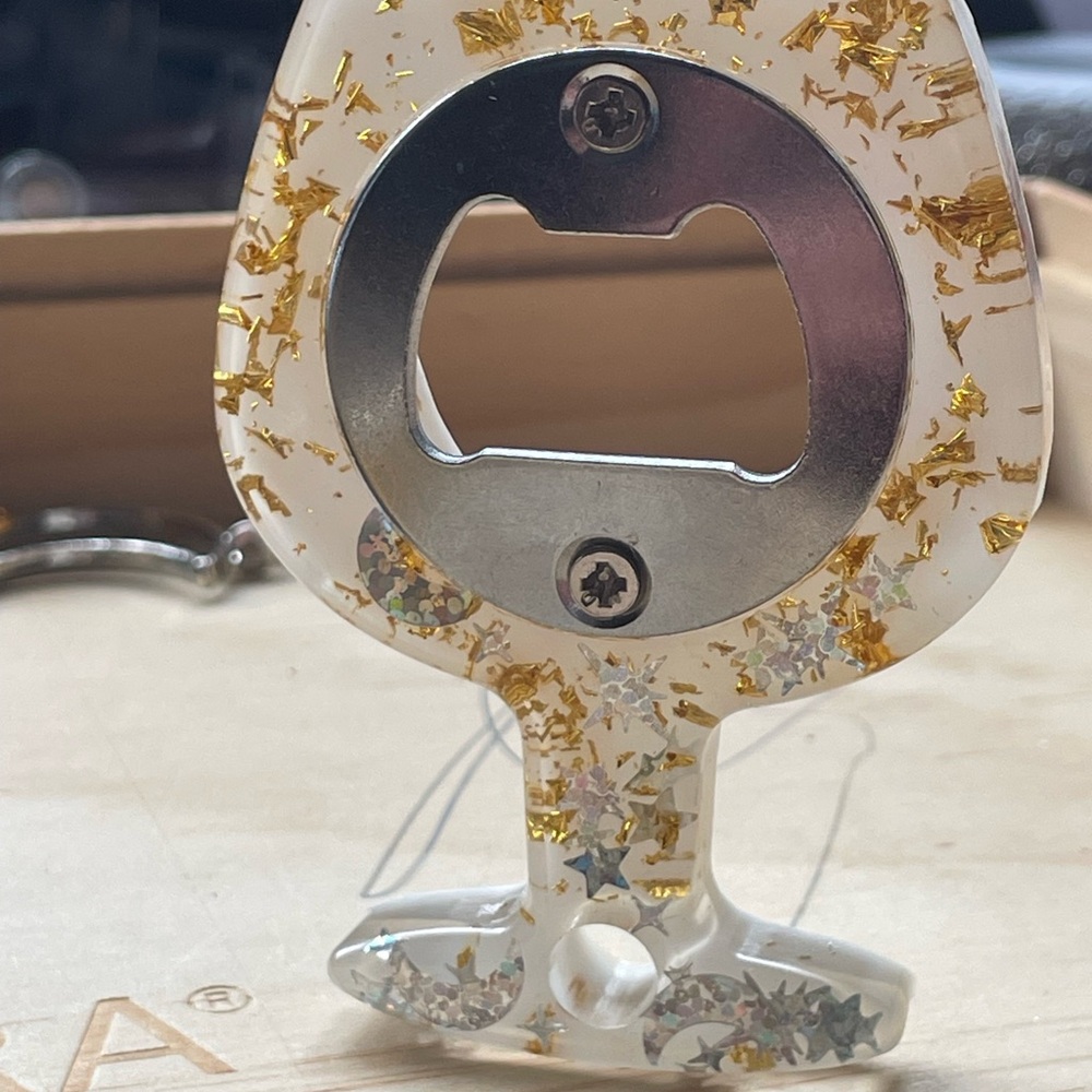 Gold and Silver Glitter Bottle Opener